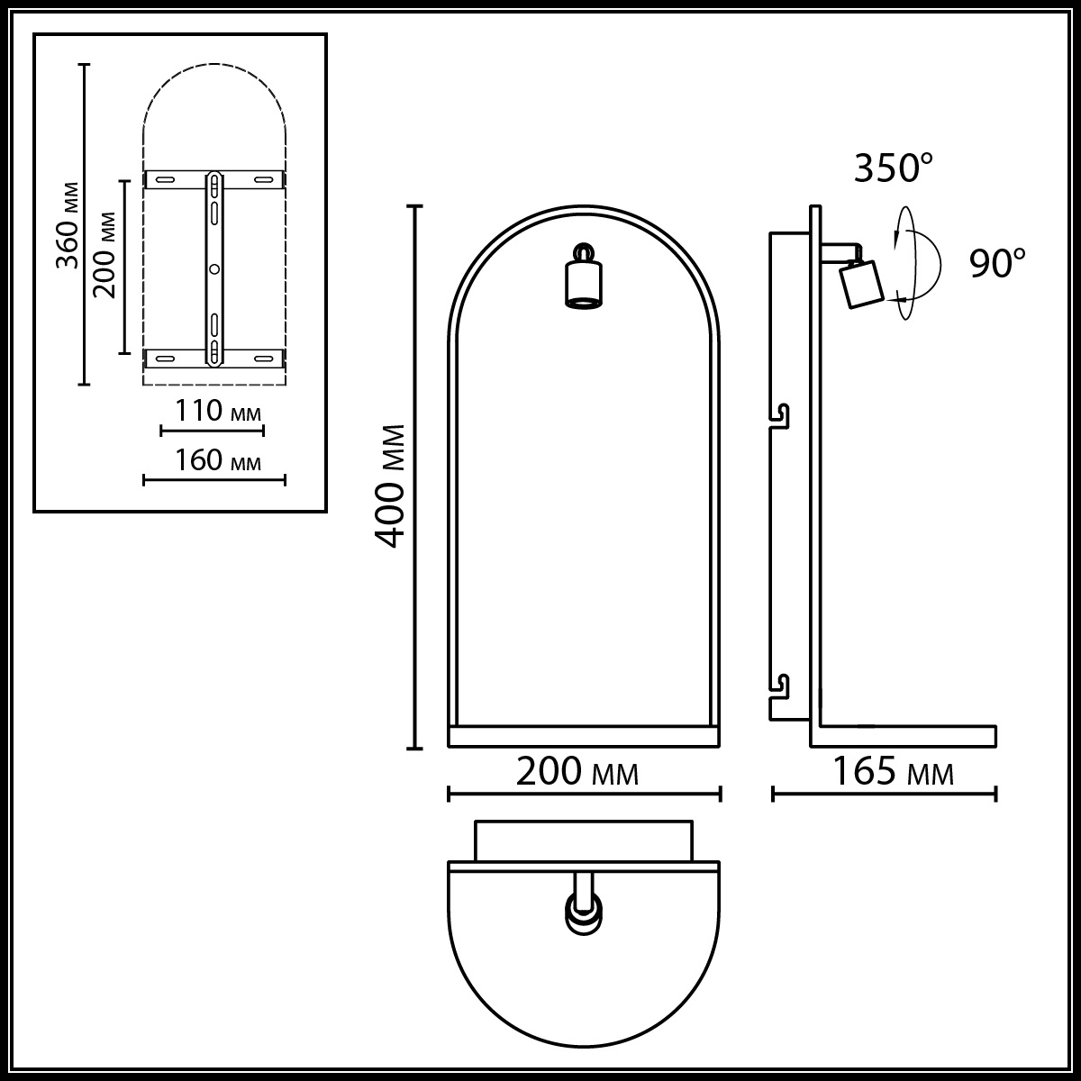 Настенный светильник зеленого цвета с черной рамкой овальной формы с полкой Herbarium  в Саратове