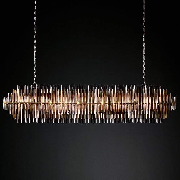 Люстра Restoration Hardware Emile Linear Chandelier Латунь Античная полированная Прозрачный Оловянный Темная бронза в Саратове | Loft Concept 