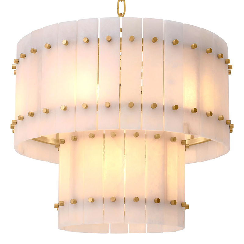 Люстра Eichholtz Chandelier Ruby S Alabaster Латунь Бежевый Белый Мрамор Bianco в Саратове | Loft Concept 