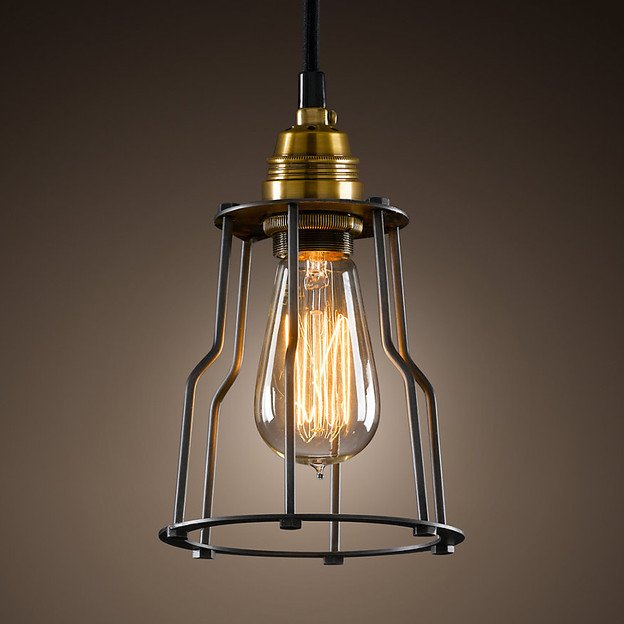 Подвесной светильник Loft Industrial Cage Filament Pendant Бронза Черный в Саратове | Loft Concept 