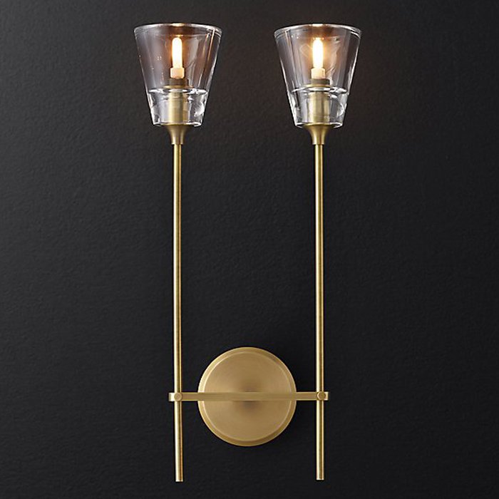 Бра RH Torche De Verre Double wall lamp Латунь в Саратове | Loft Concept 