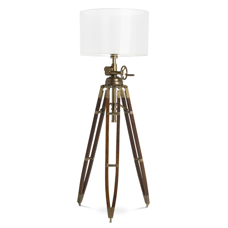 Торшер Eichholtz Floor Lamp Royal Marine Cream Кремовый Коричневый Латунь Античная полированная в Саратове | Loft Concept 