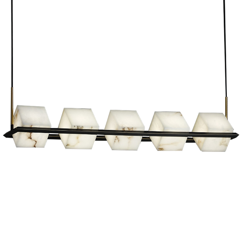 Люстра Marble Cubes Modern Light Chandelier 5 плафонов Черный Белый Мрамор Bianco Латунь в Саратове | Loft Concept 