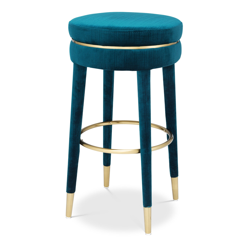 Барный стул Eichholtz Bar Stool Parisian blue Бирюзовый Латунь в Саратове | Loft Concept 