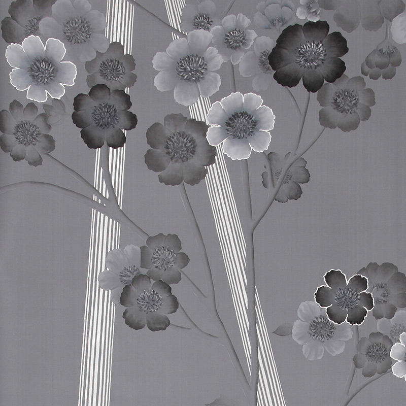 Обои ручная роспись Anemones in Light Dusk on Gun Metal dyed sik  в Саратове | Loft Concept 