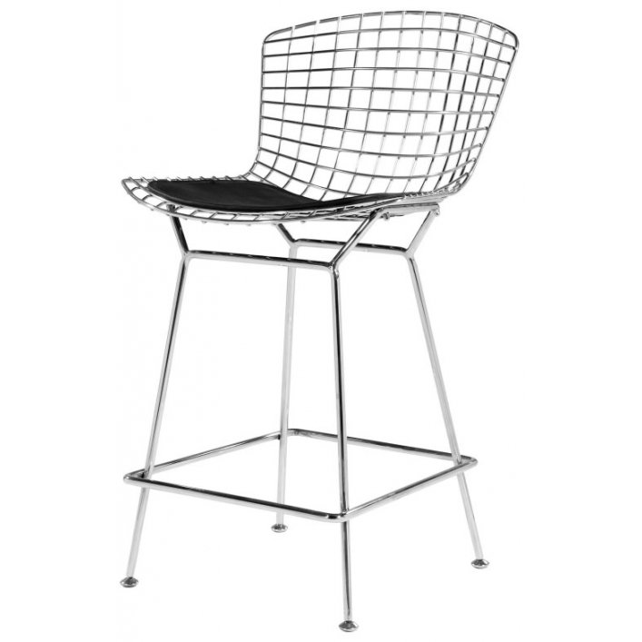 Барный стул Bertoia Barstool Черный Серебряный в Саратове | Loft Concept 