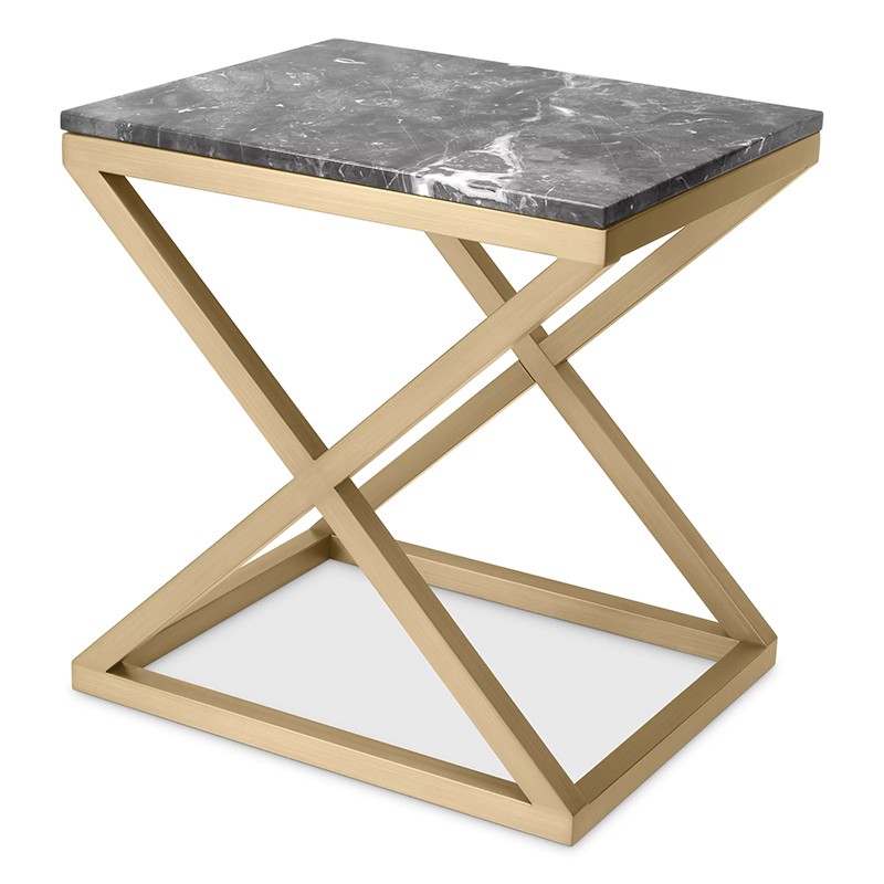 Приставной стол Eichholtz Side Table Criss Cross Латунь Серый в Саратове | Loft Concept 