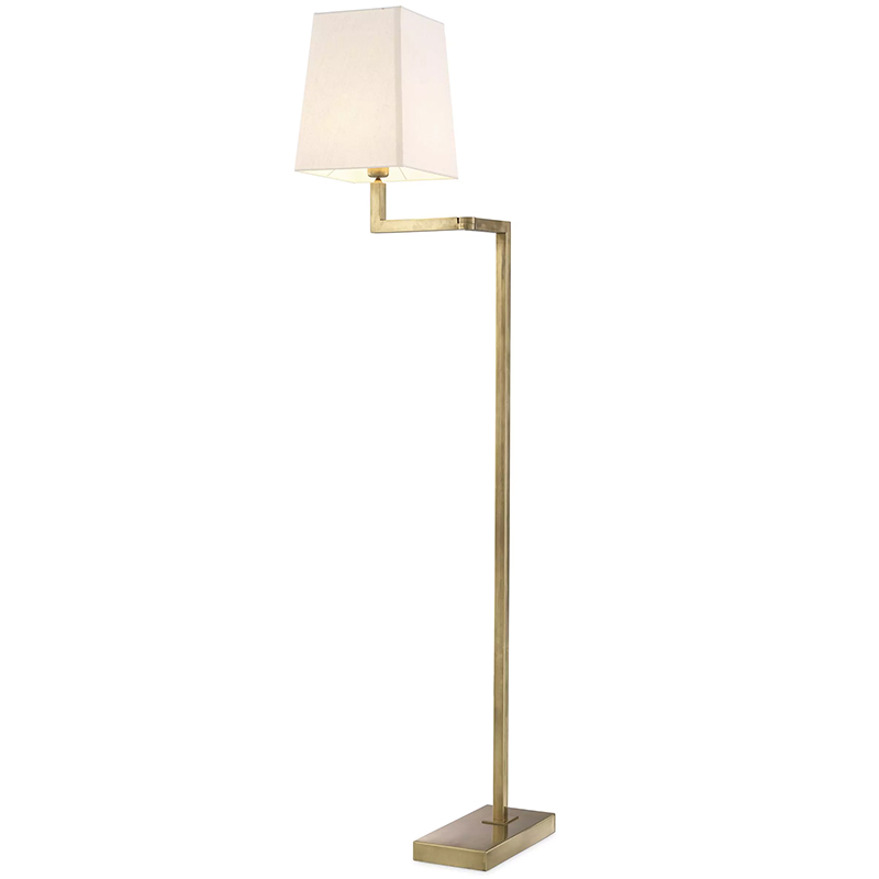 Торшер Eichholtz Floor Lamp Cambell Brass Латунь Винтажная латунь Белый в Саратове | Loft Concept 