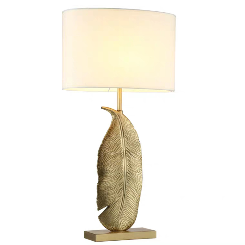 Настольная лампа Leaf Brass Table Lamp Золотой Белый Черный в Саратове | Loft Concept 