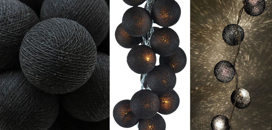 Гирлянда хлопковые фонарики Сotton Ball Ice Black - Loft-Concept в Саратове