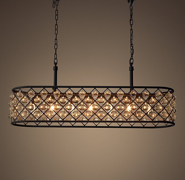 Люстра RH Spencer Rectangular Chandelier 100 Черный в Саратове | Loft Concept 