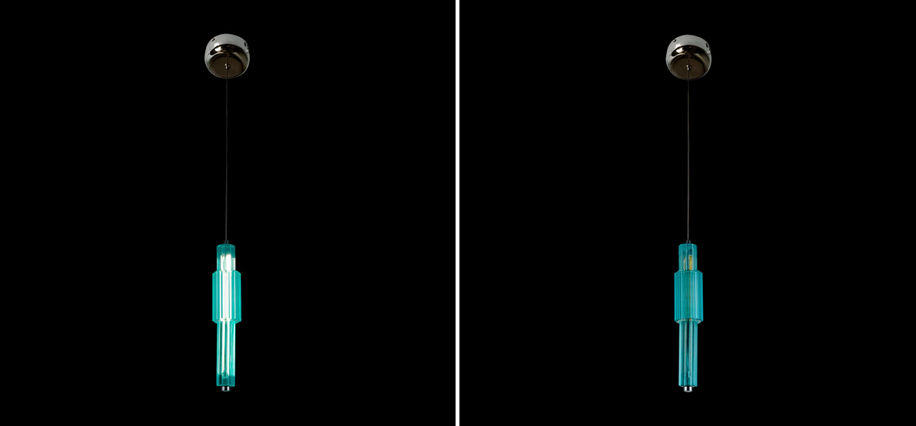 Светильник с вертикальным узким плафоном Fuse Crystal Blue - фото №1