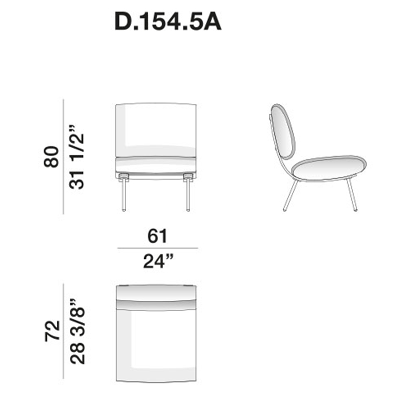 Дизайнерское кресло без подлокотников Gio Ponti ROUND D.154.5 Armchair в Саратове