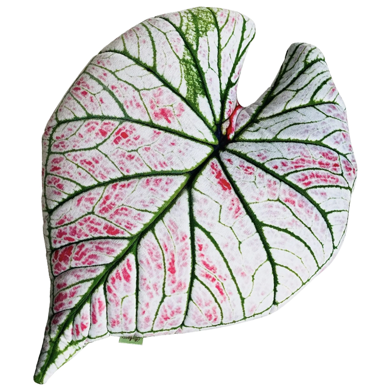 Декоративная подушка Botanical Cushion Caladium Rosebud Зеленый Бежевый Розовый в Саратове | Loft Concept 