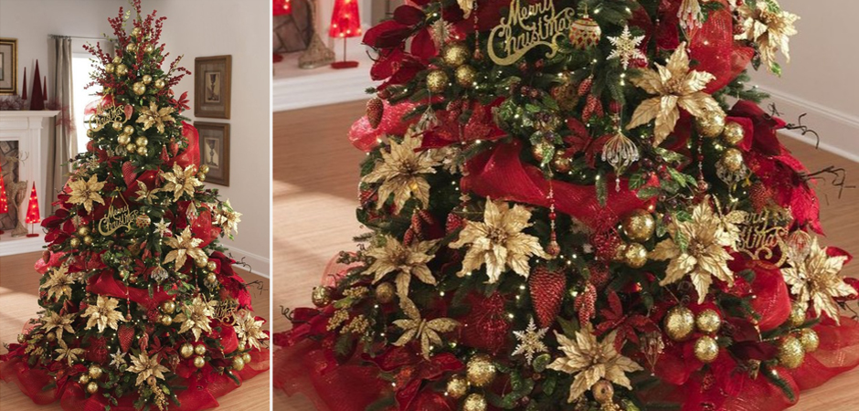 Дизайнерская Елка с Красным и Золотым новогодним декором Christmas Tree Golden Flowers Дизайнерская Елка с Красным и Золотым новогодним декором Christmas Tree Golden Flowers - Loft-Concept в Саратове