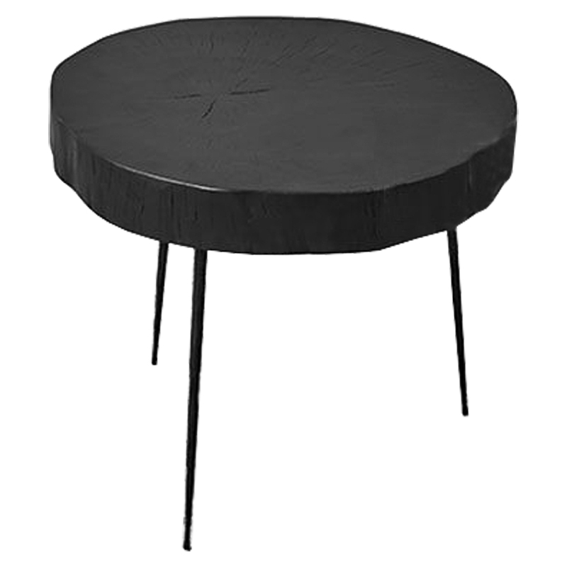 Приставной стол Saw Cut Black Wood Side Table Черный в Саратове | Loft Concept 