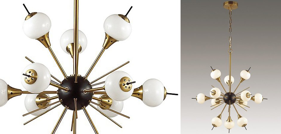 White Glass Globes Sputnik Chandelier White Glass Globes Sputnik Chandelier - Loft-Concept в Саратове