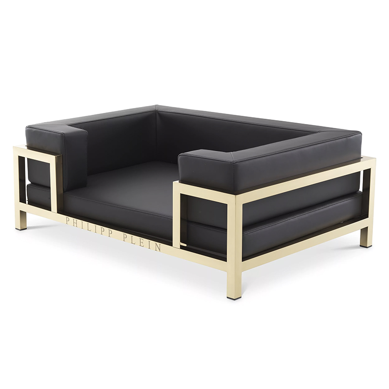 Лежанка для домашних животных Philipp Plein Dogbed High Conic XL Gold Черный Золотой в Саратове | Loft Concept 