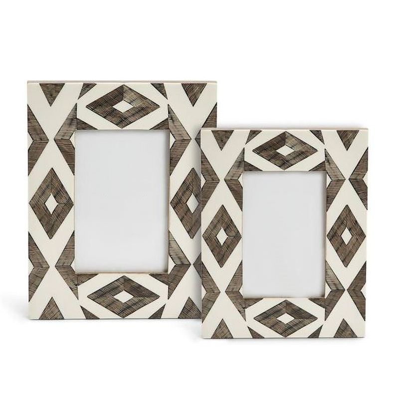 Фоторамка кость Ethnic Indian Wood Bone Inlay photo frame ivory ( слоновая кость ) Коричневый в Саратове | Loft Concept 