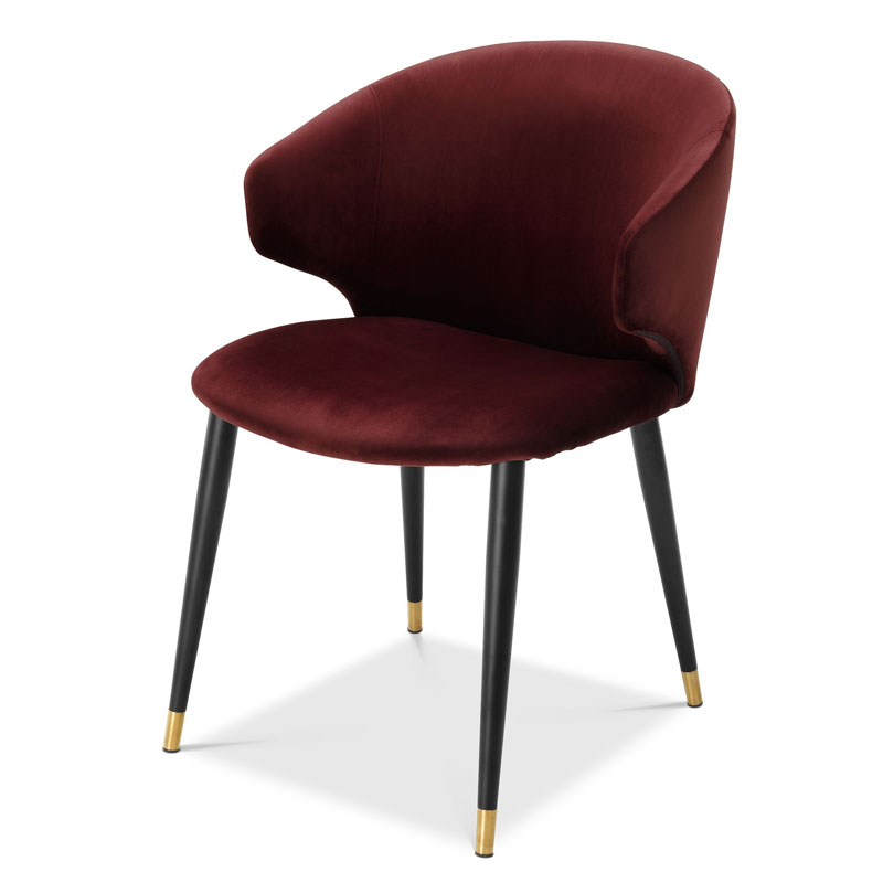 Стул Eichholtz DINING CHAIR VOLANTE burgundy Бургундский красный Черный Золотой в Саратове | Loft Concept 