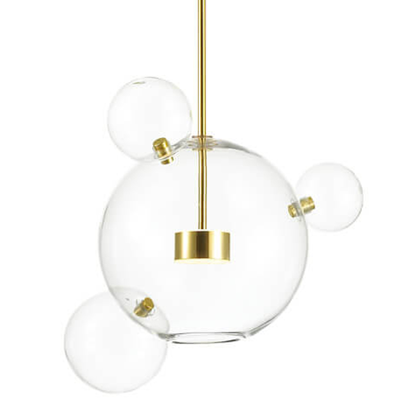 Подвесной светильник Transparent Bubble Pendant Gold 3 Глянцевое золото Прозрачный в Саратове | Loft Concept 