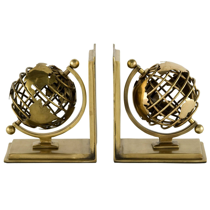 Держатель для книг Eichholtz Bookend Globe set of 2 Латунь Античная полированная в Саратове | Loft Concept 