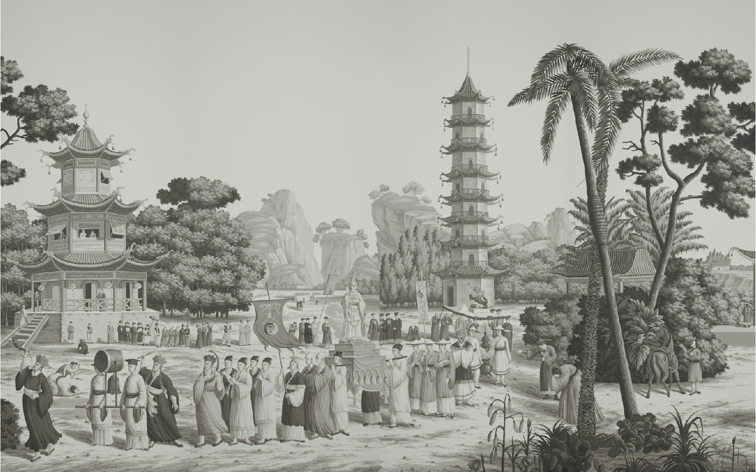 Обои ручная роспись Procession Chinoise Eau Forte on scenic paper Обои ручная роспись Procession Chinoise Eau Forte on scenic paper - постер Loft-Concept в Саратове