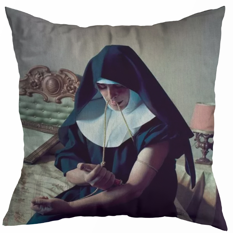 Декоративная подушка Seletti Cushion Nun Бежевый Коричневый Черный Зеленый шалфей в Саратове | Loft Concept 