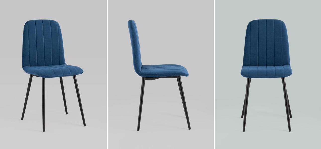 Стул Easy Chair Велюр Синий цвет - фото