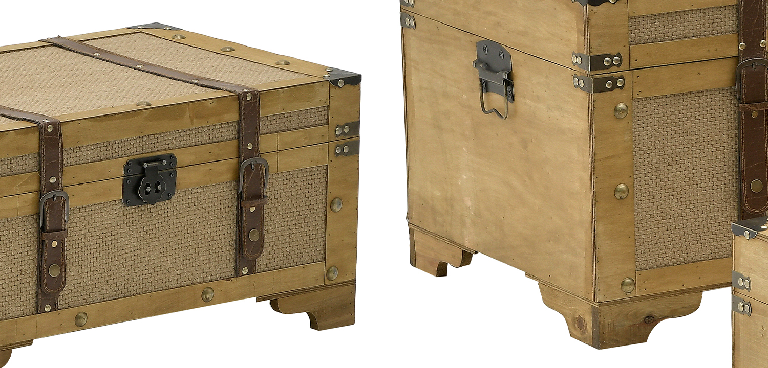 Деревянные сундуки набор из 3-х штук Light Wood Wicker - фото