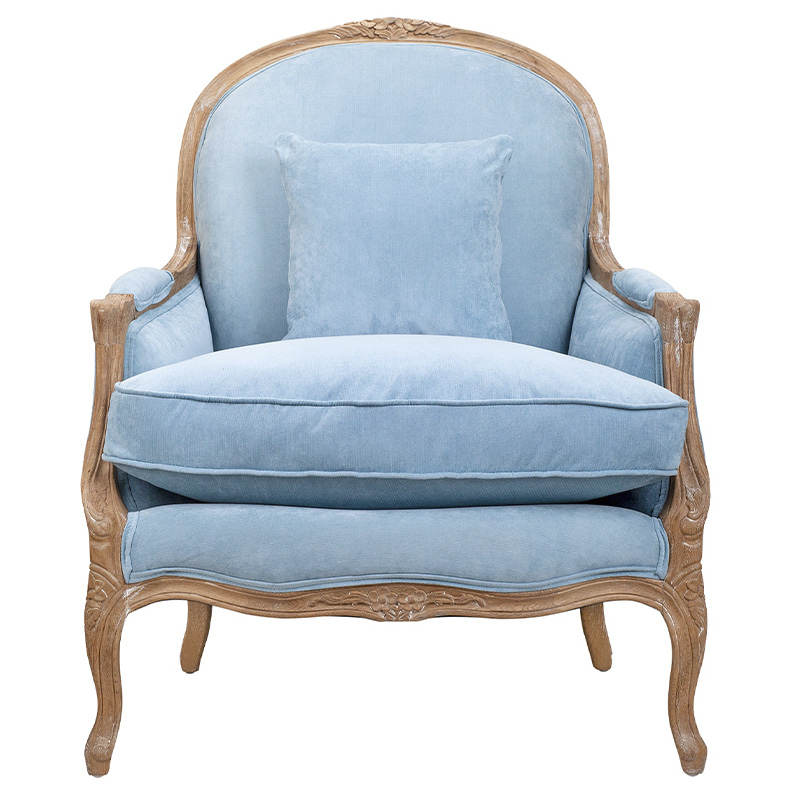 Кресло Ava Classical Armchair light blue velour Светло-голубой Коричневый Кресло Ava Classical Armchair light blue velour Светло-голубой Коричневый в Саратове | Loft Concept