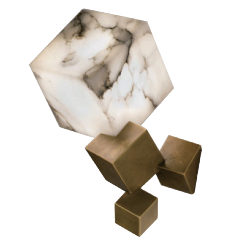 Бра Marble Cube Wall lamp Белый Мрамор Bianco Медь в Саратове | Loft Concept 