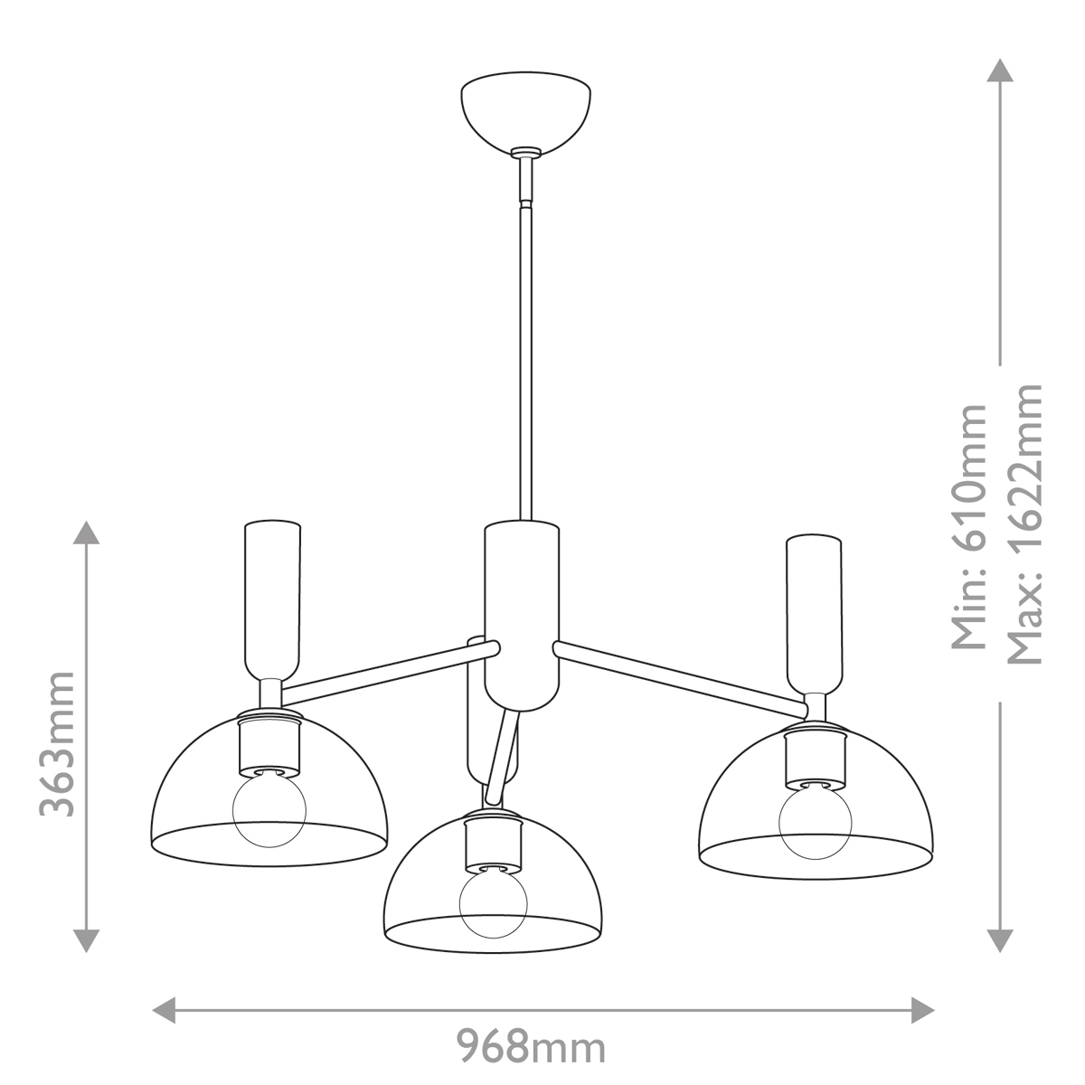 Люстра с 3-мя прозрачными полусферическими плафонами из стекла Alora Mood в Саратове