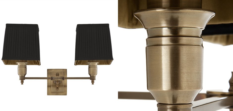 Бра Wall Lamp Lexington Double Brass+Black Бра Wall Lamp Lexington Double Brass+Black - Loft-Concept в Саратове