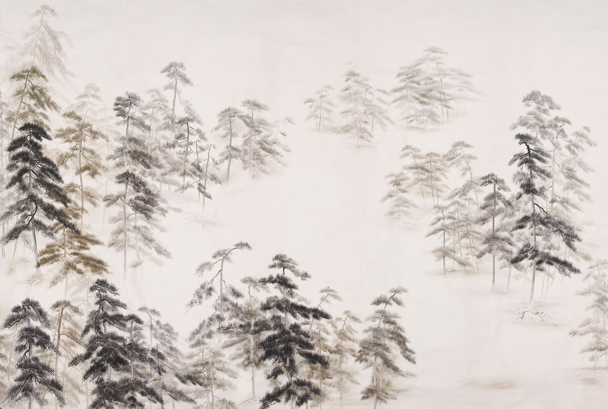 Обои ручная роспись Abstract Pines Dark Lacquer on Natural Mica metallic silk Обои ручная роспись Abstract Pines Dark Lacquer on Natural Mica metallic silk - постер Loft-Concept в Саратове