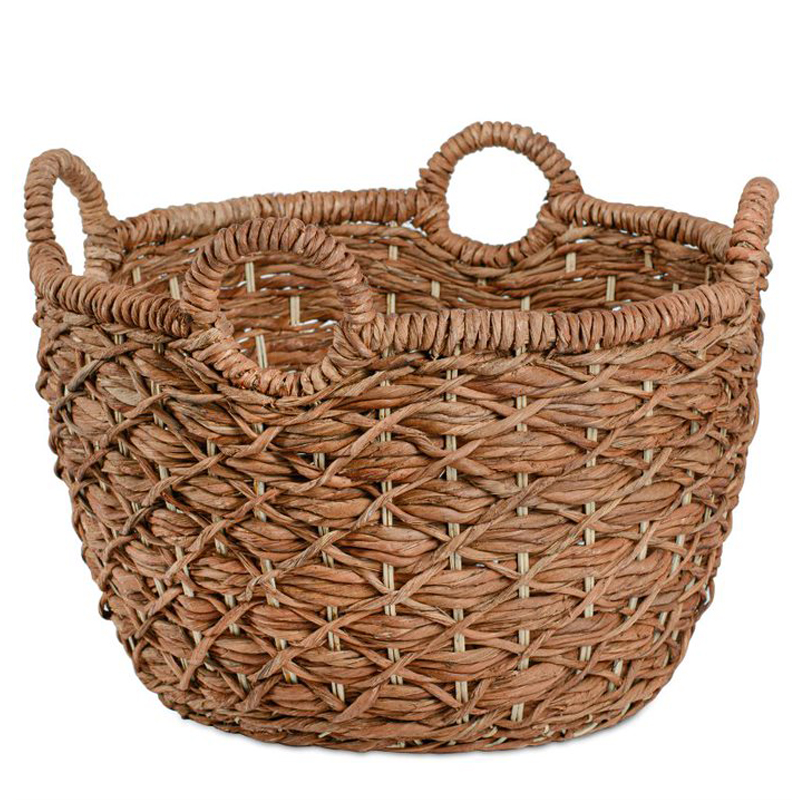 Корзина плетеная Wicker basket 4 handles Коричневый в Саратове | Loft Concept 