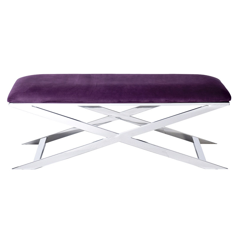 Банкетка Bench Velor Violet Хром Фиолетовый в Саратове | Loft Concept 