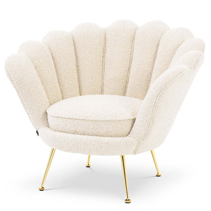 Кресло Eichholtz Chair Trapezium Boucle cream Кремовый Латунь в Саратове | Loft Concept 