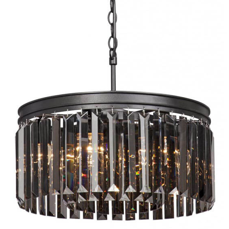 Люстра RH Rhys Smok Glass Prism Round Chandelier 40 Черный матовый в Саратове | Loft Concept 