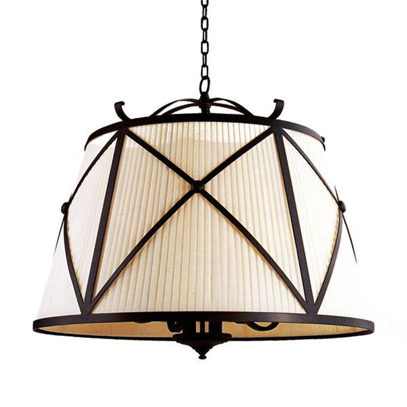 Люстра абажур Provence Lampshade Light Brown Chandelier Коричневый винтаж Бежевый в Саратове | Loft Concept 