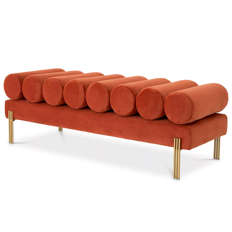 Банкетка Eichholtz Bench Oxley Orange Оранжевый Латунь в Саратове | Loft Concept 