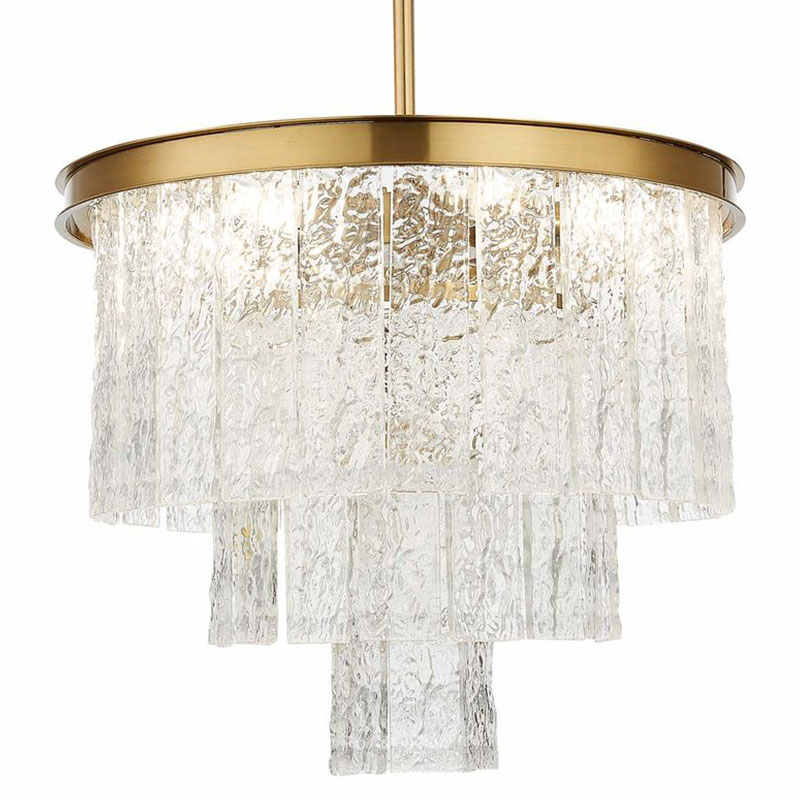 Люстра Renea Textured Glass Chandelier Brass Латунь Прозрачное Стекло в Саратове | Loft Concept 