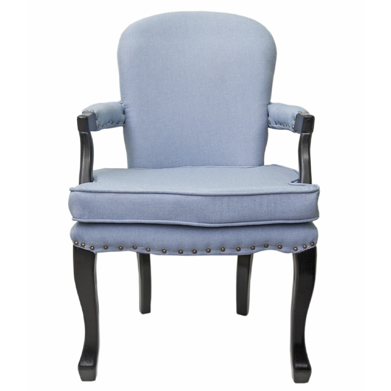 Кресло Aubrey Classical Armchair blue flax Голубой Черный в Саратове | Loft Concept 