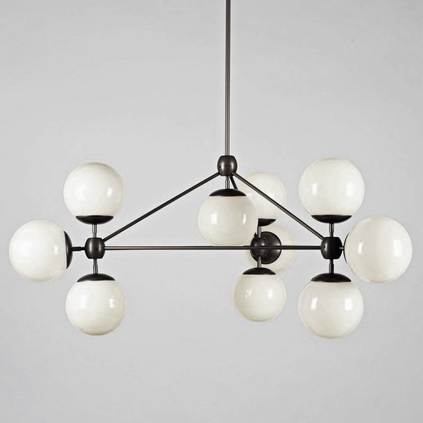 Modo 10 Globes Chandelier Black and White Glass Прозрачный белый Черный Modo 10 Globes Chandelier Black and White Glass Прозрачный белый Черный в Саратове | Loft Concept