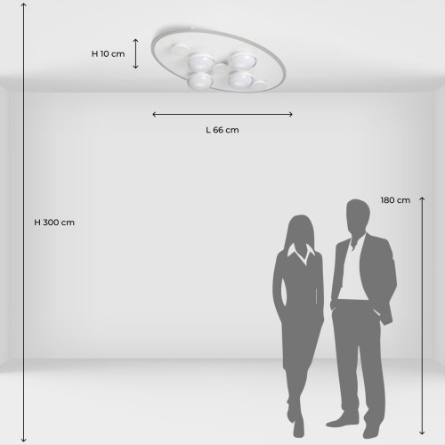 Потолочный светильник овальной формы белого цвета с 7-ю лампами Lunar Pebbles в Саратове