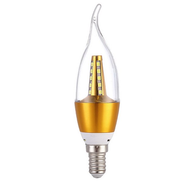 Прозрачная лампочка свеча LED E14 с позолотой Глянцевое золото Прозрачная лампочка свеча LED E14 с позолотой Глянцевое золото в Саратове | Loft Concept