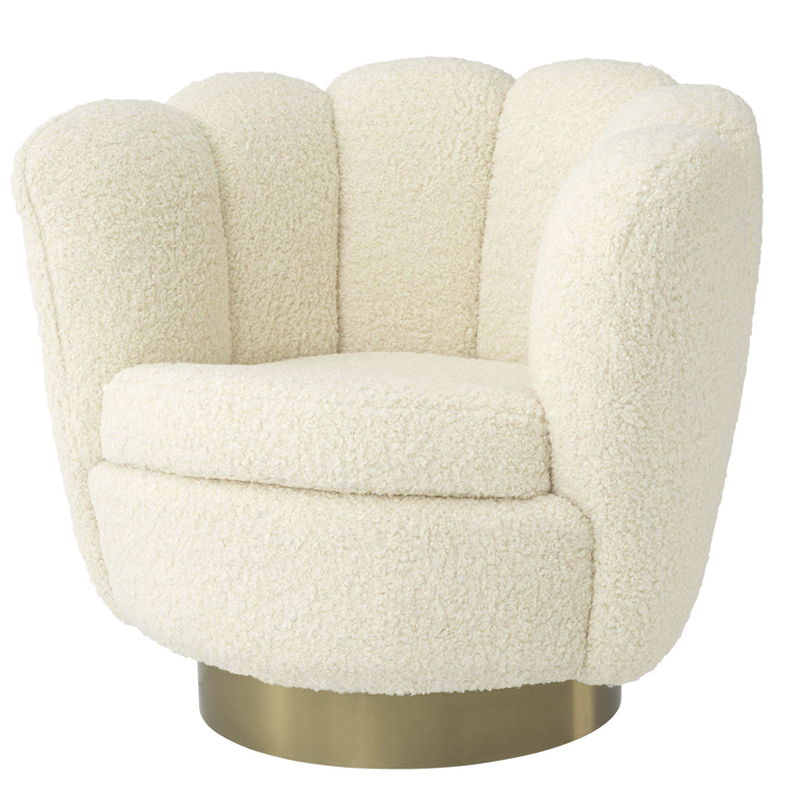 Кресло Eichholtz Swivel Chair Mirage cream Кремовый Матовая латунь в Саратове | Loft Concept 