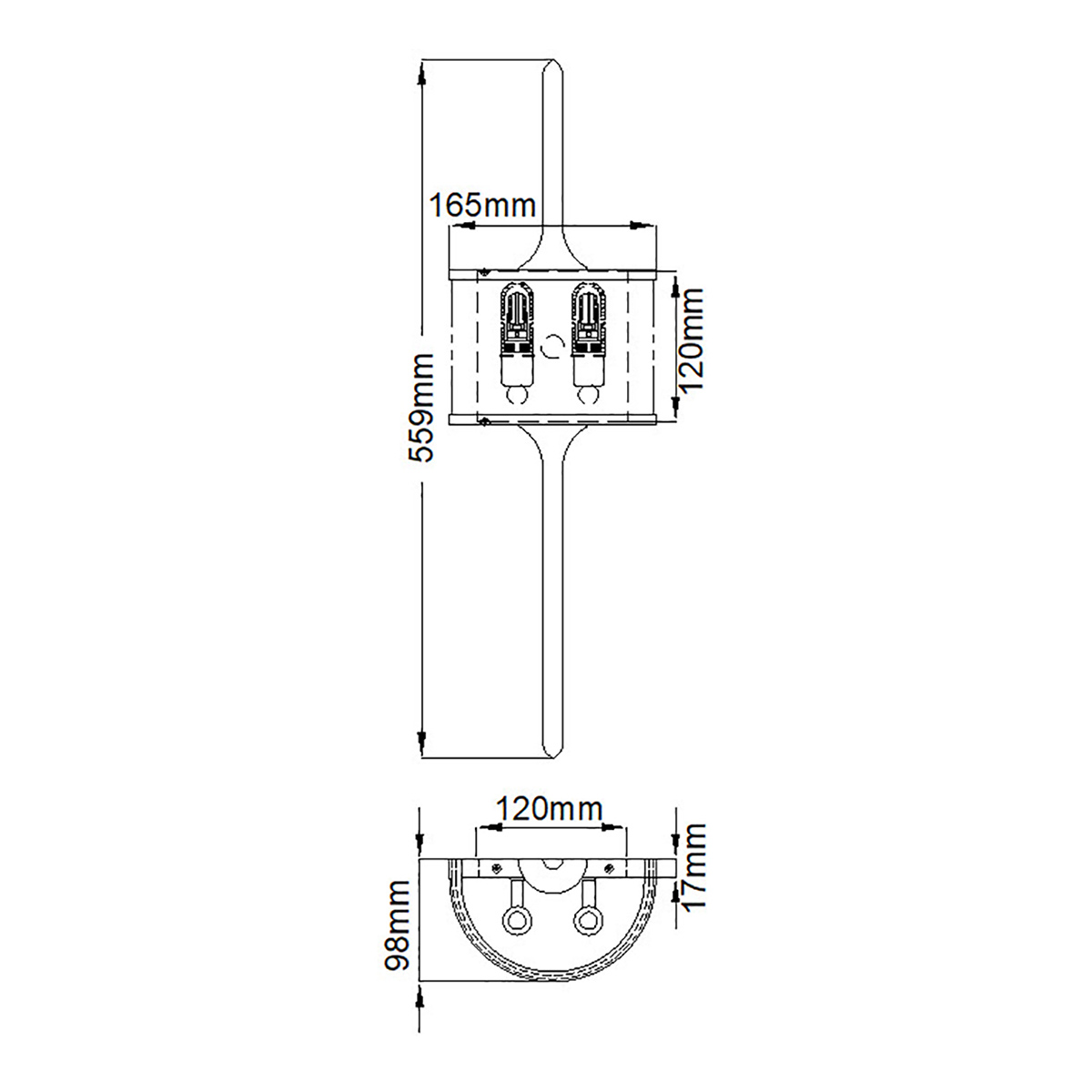 Бра вертикальное с белым полукруглым плафоном и длинным стержнем S Kichler в Саратове