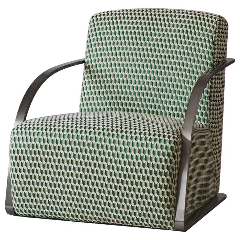 Кресло Esme Green Pattern Armchair Зеленый Темный хром в Саратове | Loft Concept 