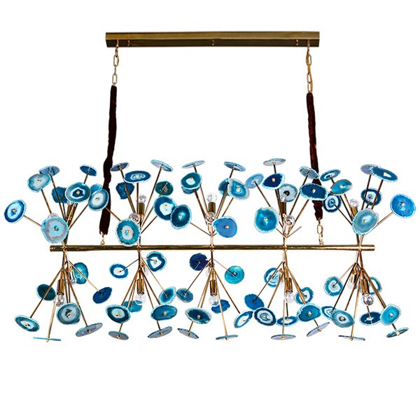 Люстра Agate Burst Chandelier Blue Line Золотой Синий в Саратове | Loft Concept 